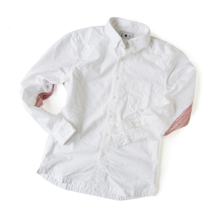 型式　　陣羽織シャツ 型第23「よろけ縞」<br>色　　　白に赤<br>素材　　綿<br>価格　　22,000円（税別）
